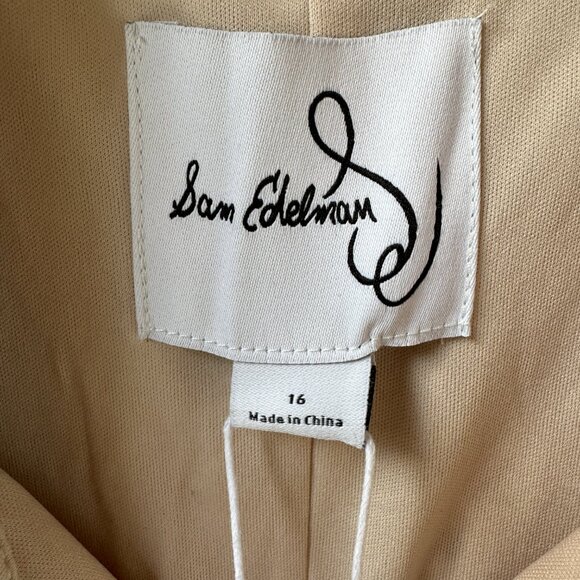 NWT Sam Edelman Short Sleeve Tan Eyelet Button Front Shirtdress in Women's 16 - Picture 3 of 16